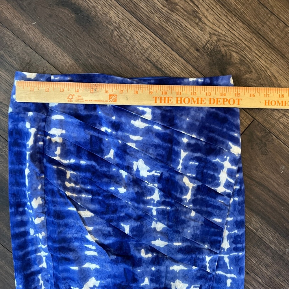 Anthropologie Eva Franco Blue White Tie Dye Pleated Pencil Skirt Womens Size 8 - Picture 7 of 8